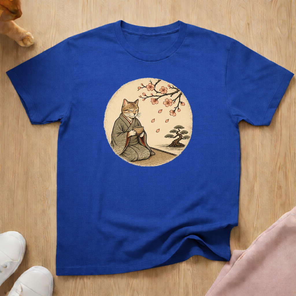 Cat with tea T-shirt