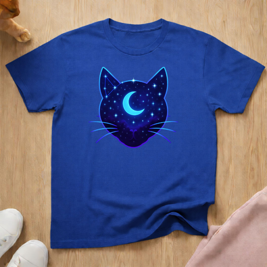 Stars and Moon silhouette cat T-shirt