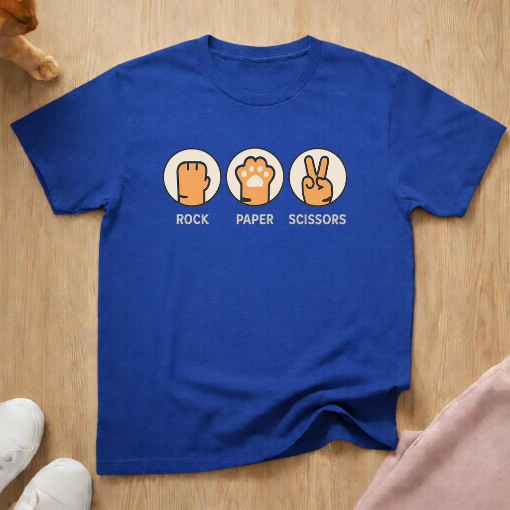 Rock Paper Scissors cat T-shirt