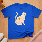 Floral silhouette cat T-shirt
