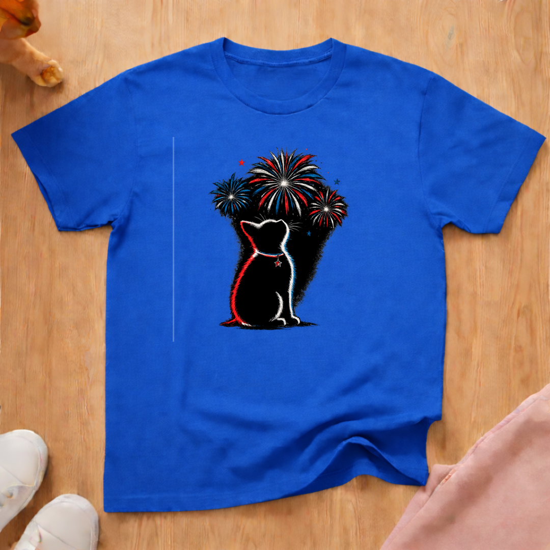 Fireworks kitten T-shirt