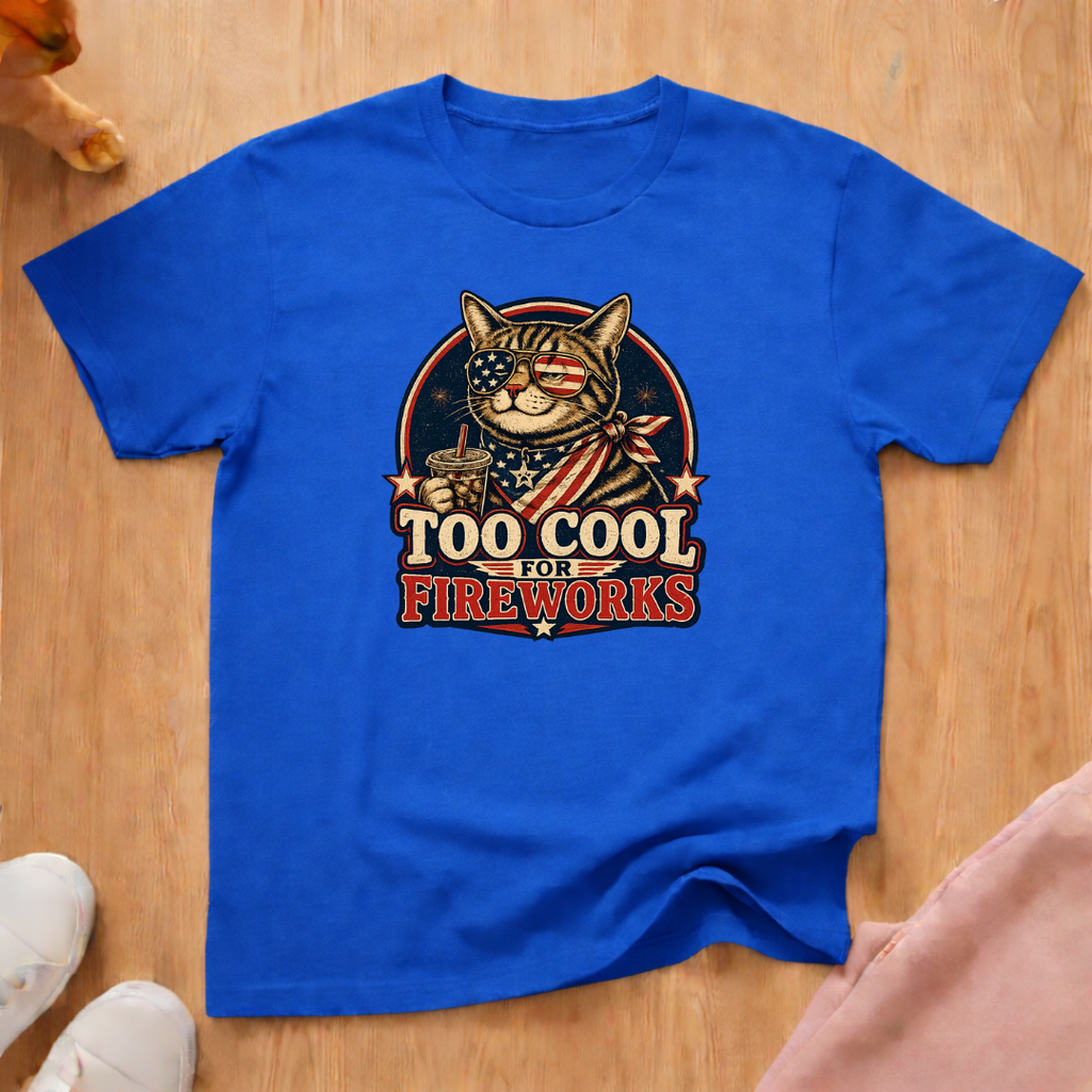 Too cool for fireworks T-shirt