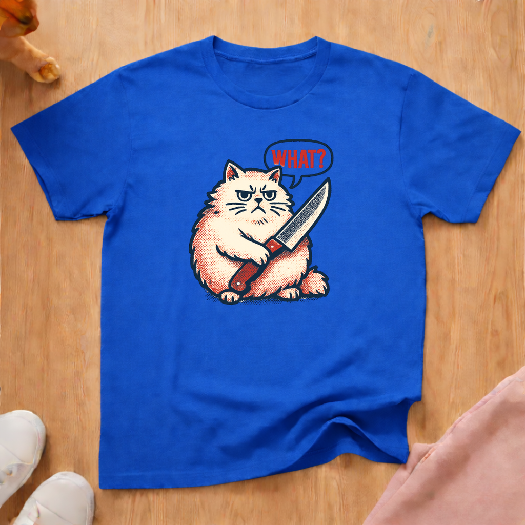 Chonky What? knife cat T-shirt