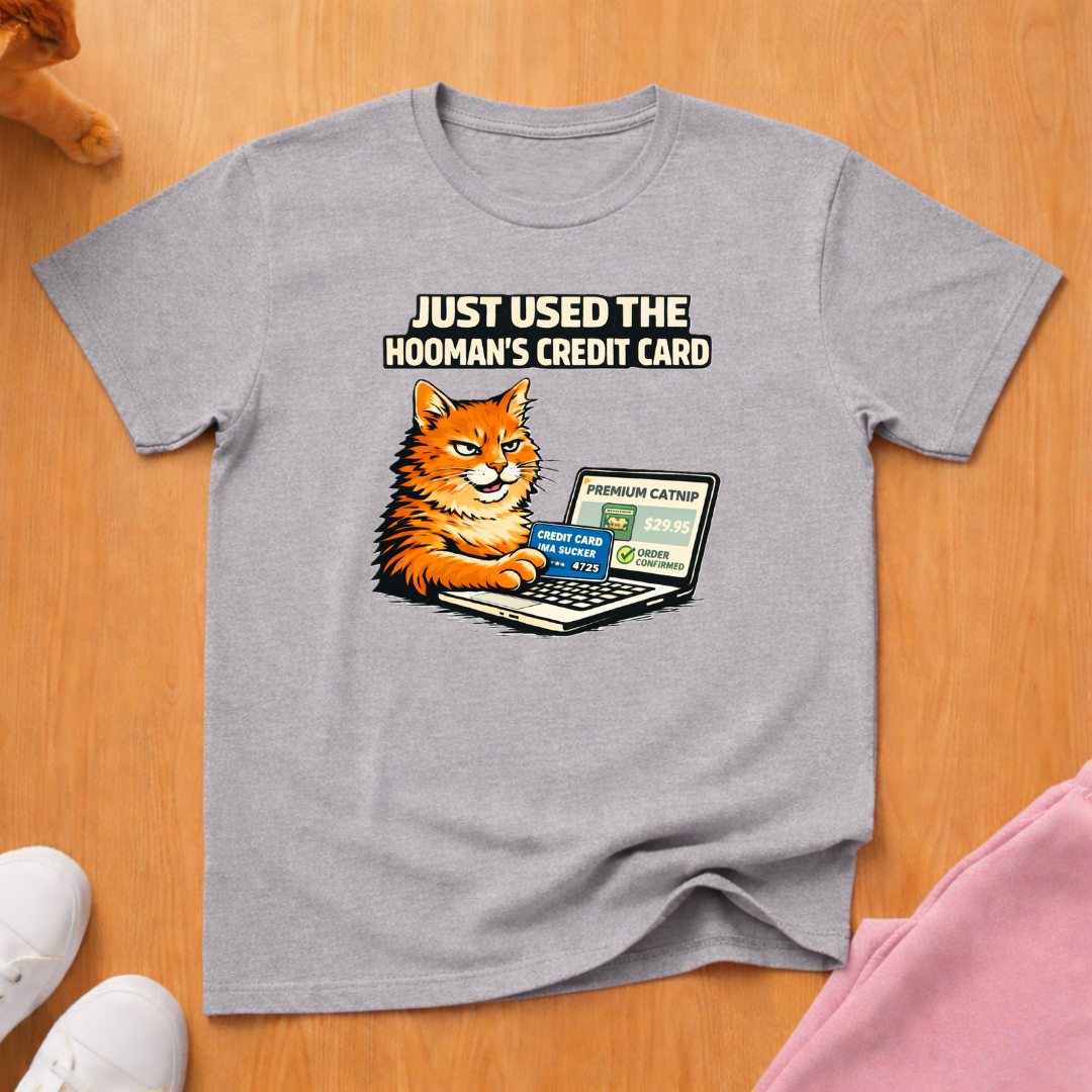 Hooman's credit card T-shirt