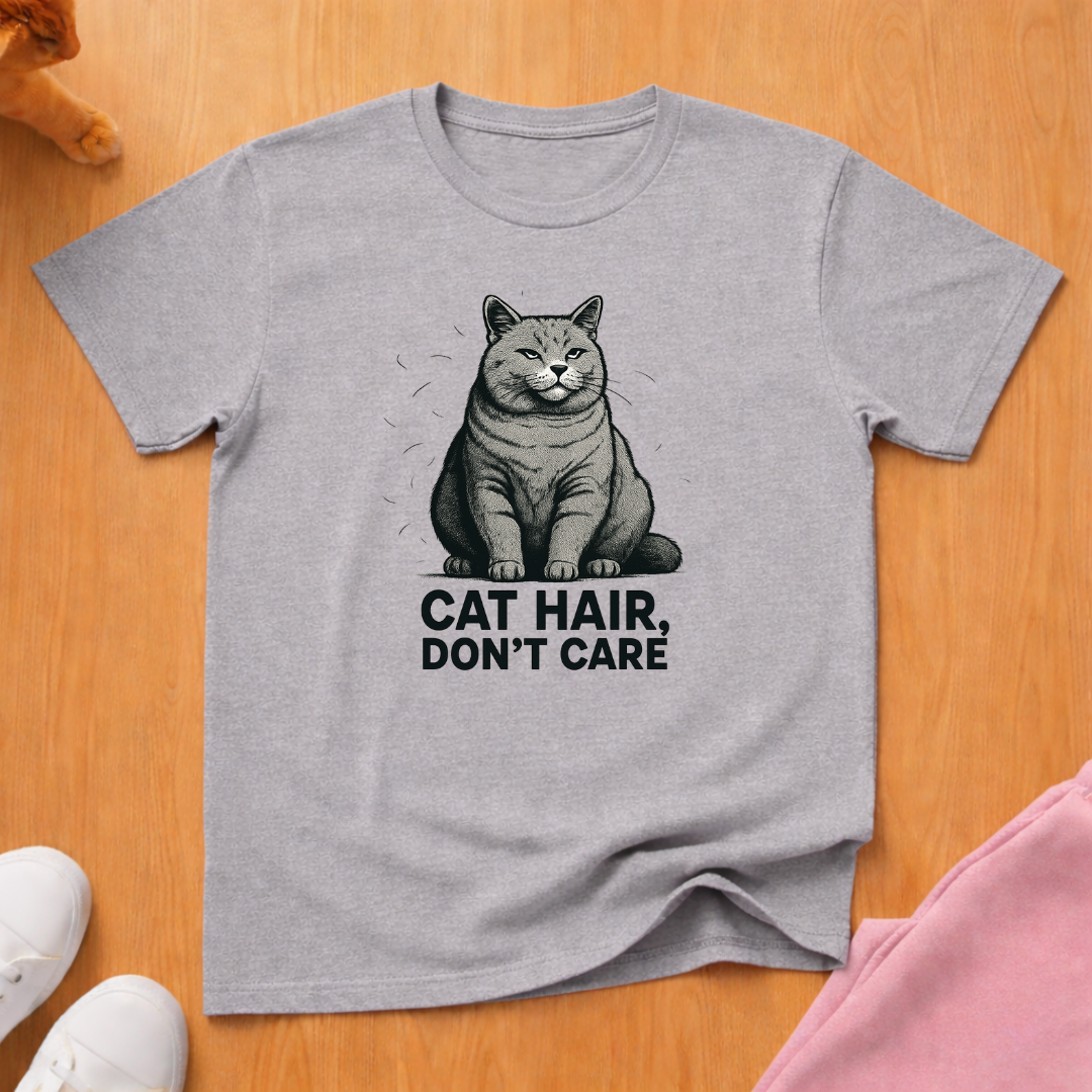 Cat Hair, Don't Care 2 cat T-shirt
