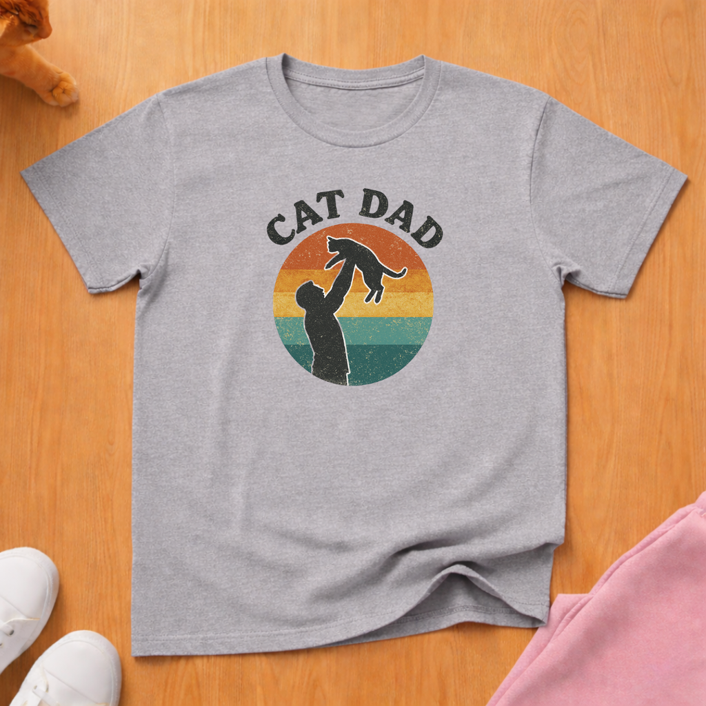 Retro cat dad cat T-shirt
