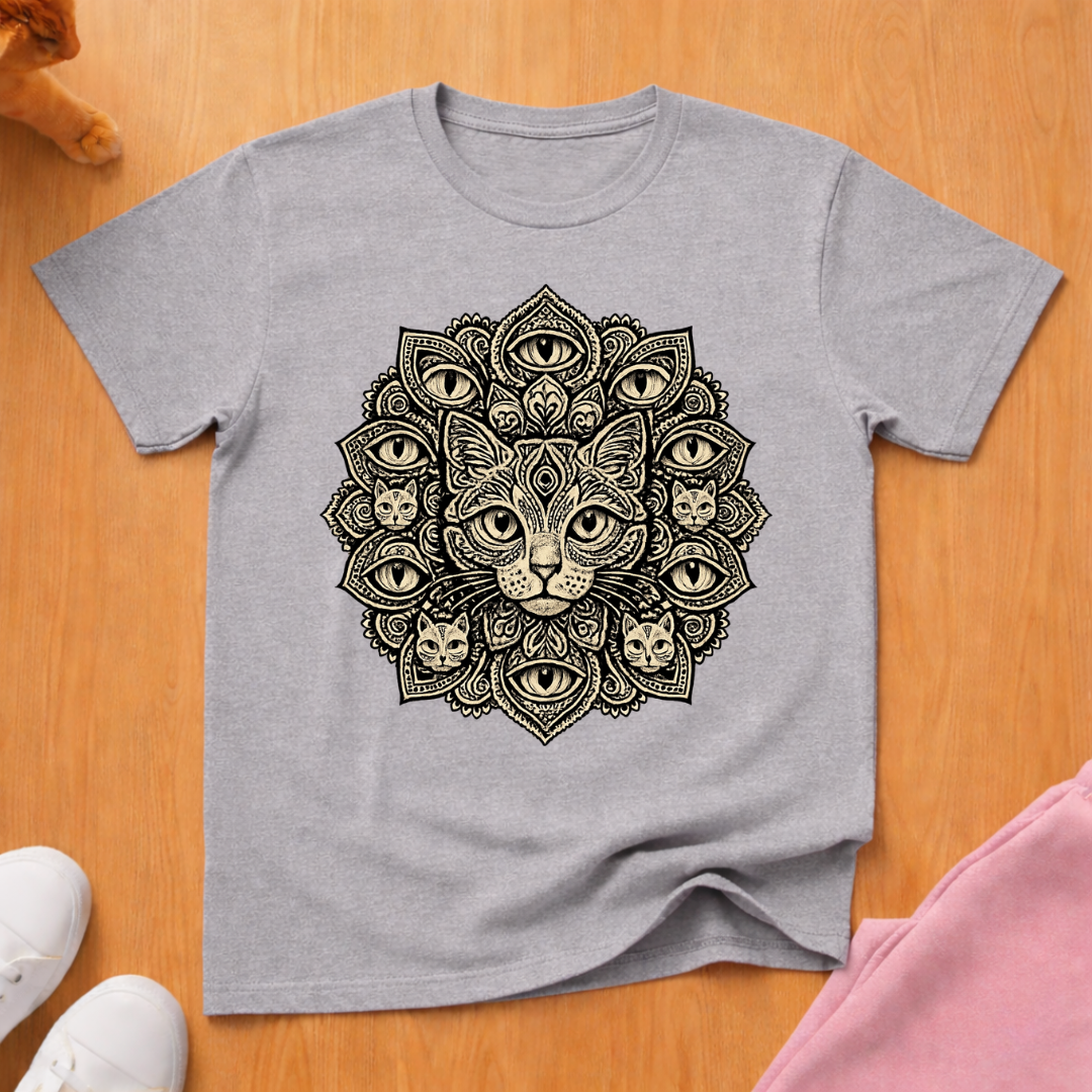 Mandala cat T-shirt