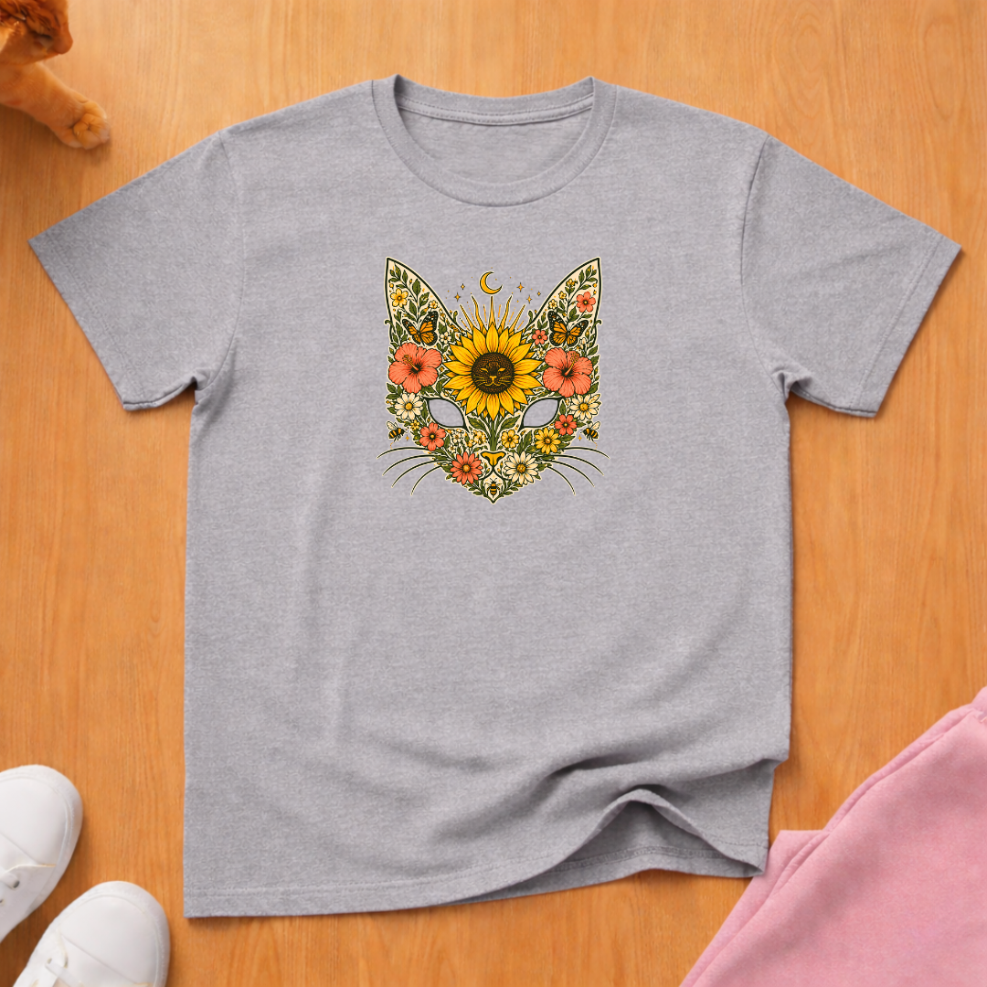 Summer floral cat T-shirt