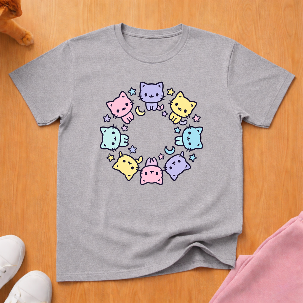Cute cat circle cat T-shirt