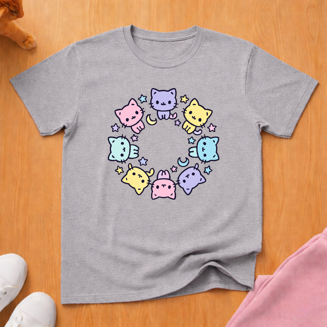 Cute cat circle cat T-shirt