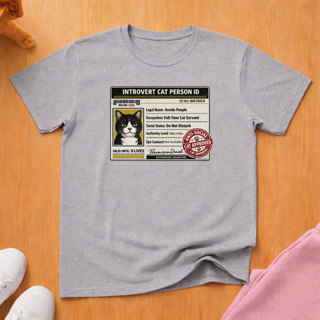 Introvert cat person ID T-shirt