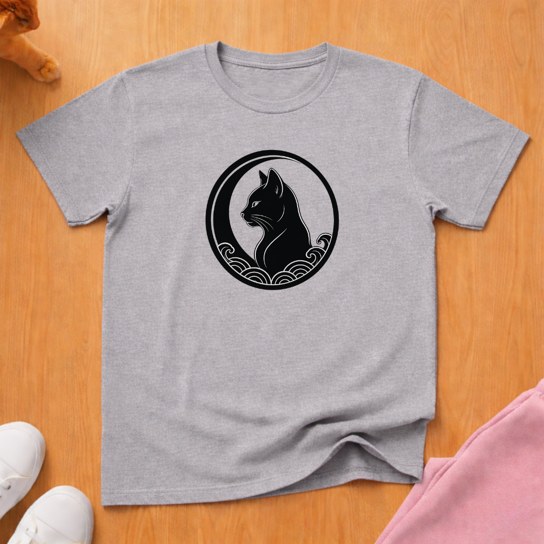 Moon cat and waves T-shirt