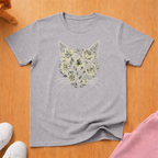 Floral cat silhouette 2 cat T-shirt