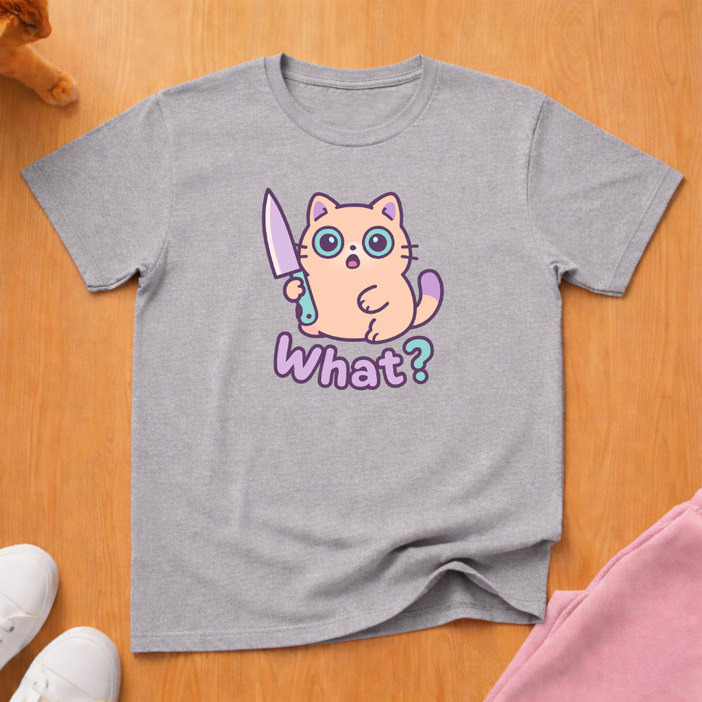 Cute What? knife cat T-shirt