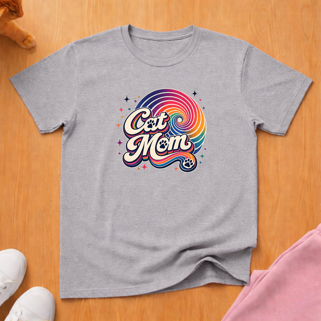 Cat mom rainbow T-shirt