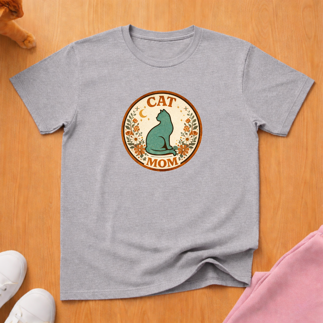 Boho cat mom T-shirt