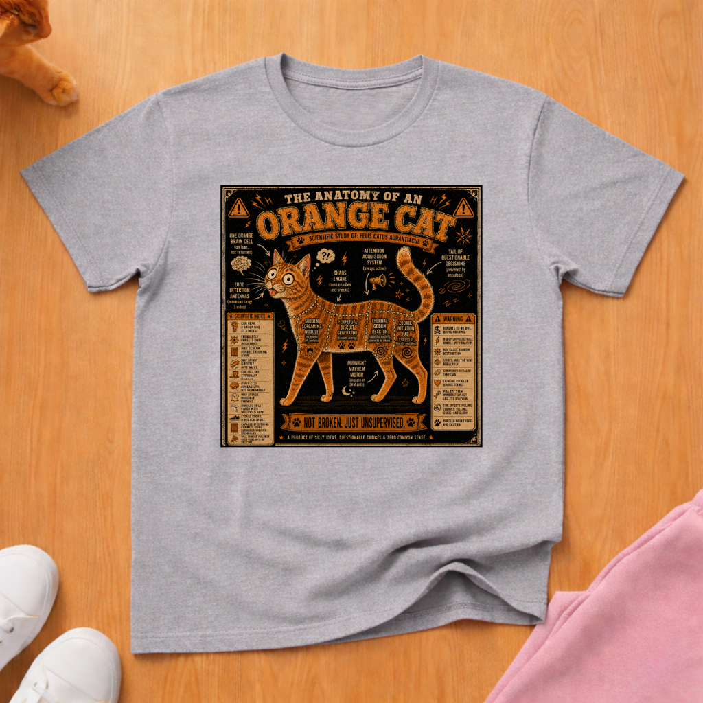 Anatomy of an orange cat T-shirt