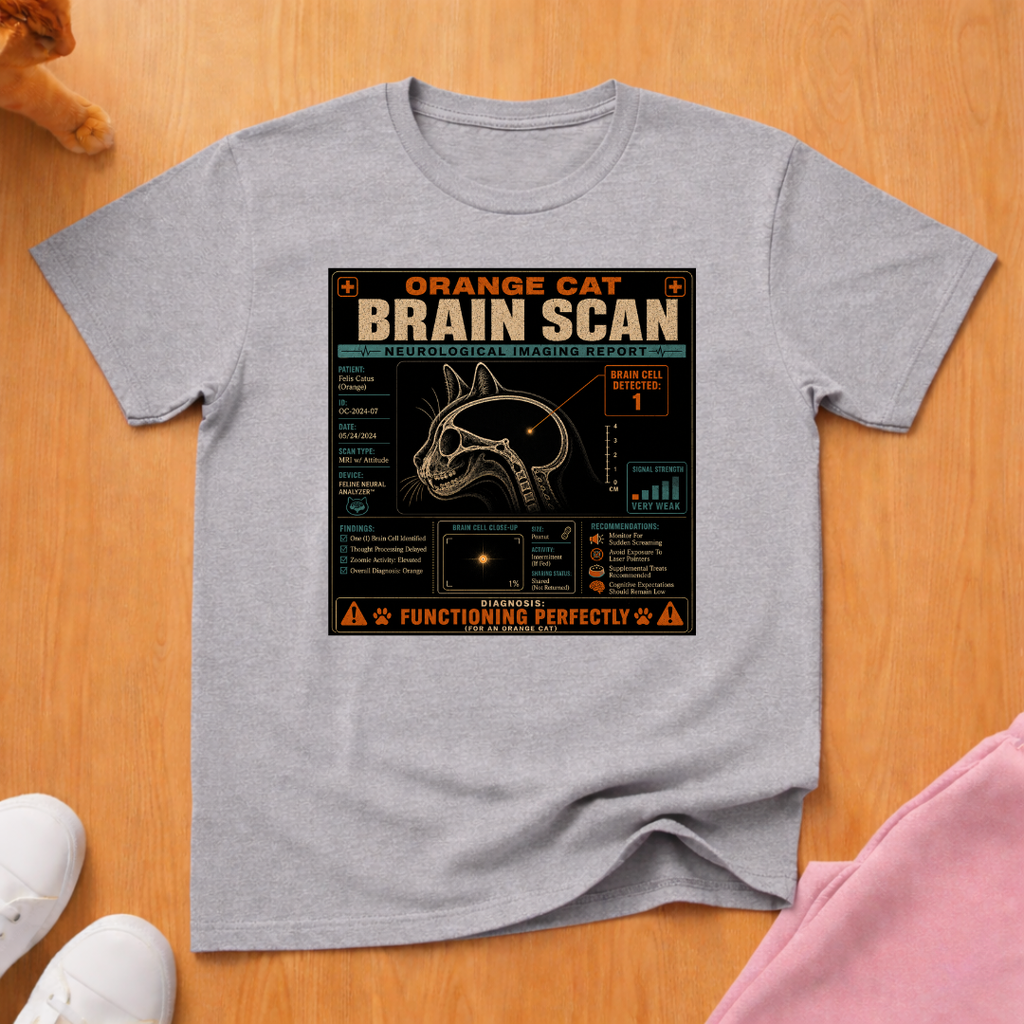 Orange cat brain scan T-shirt