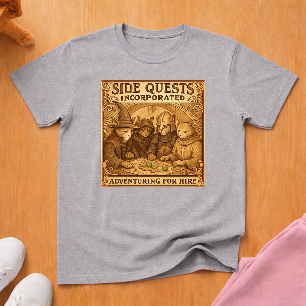 Side Quests cat T-shirt