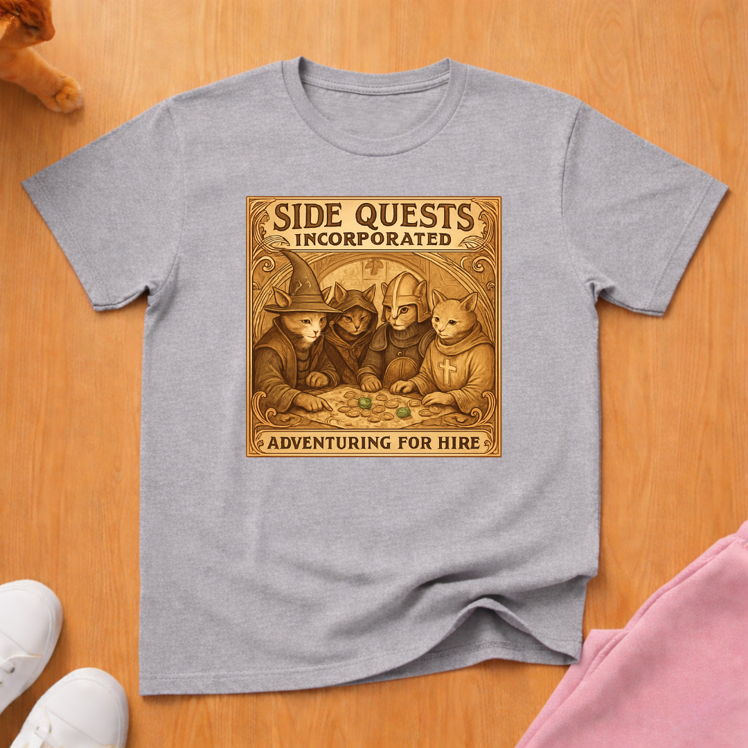 Side Quests cat T-shirt