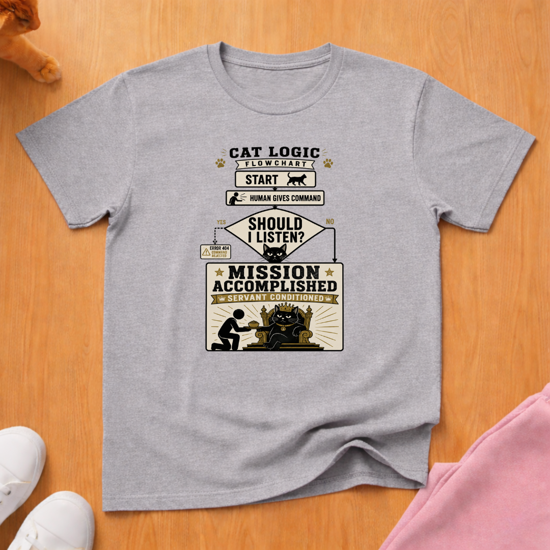 Cat logic flowchart T-shirt