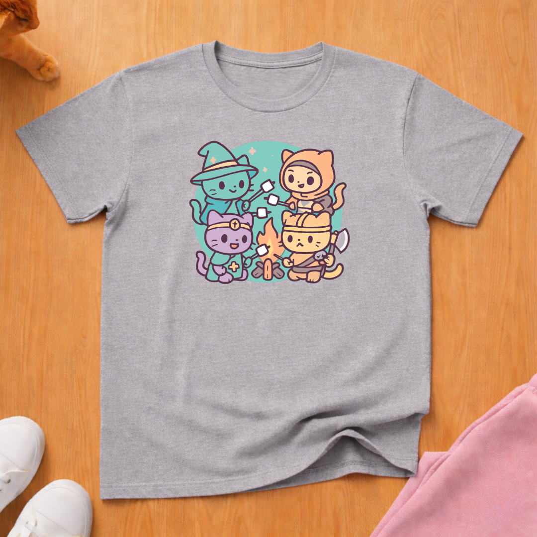 Cute DnD party cat T-shirt