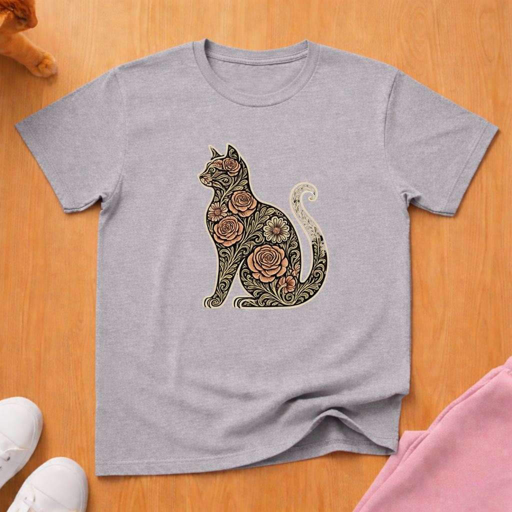 Floral silhouette 3 cat T-shirt