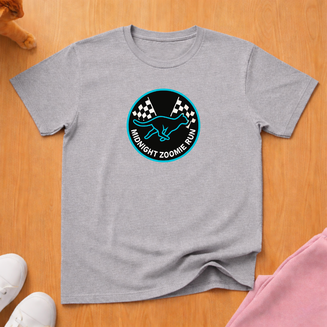 Midnight zoomie run 2 cat T-shirt