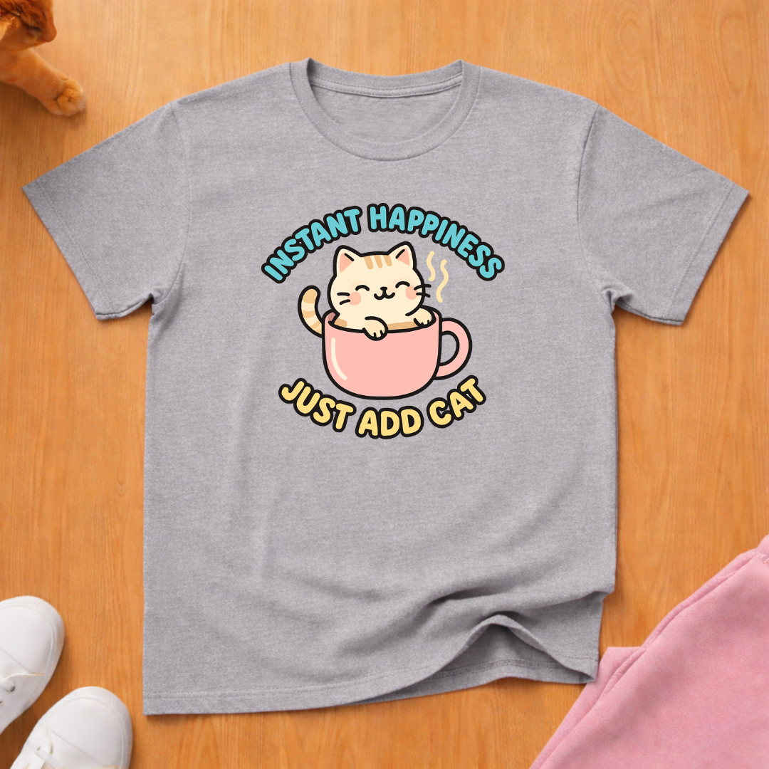 Instant happiness cat T-shirt