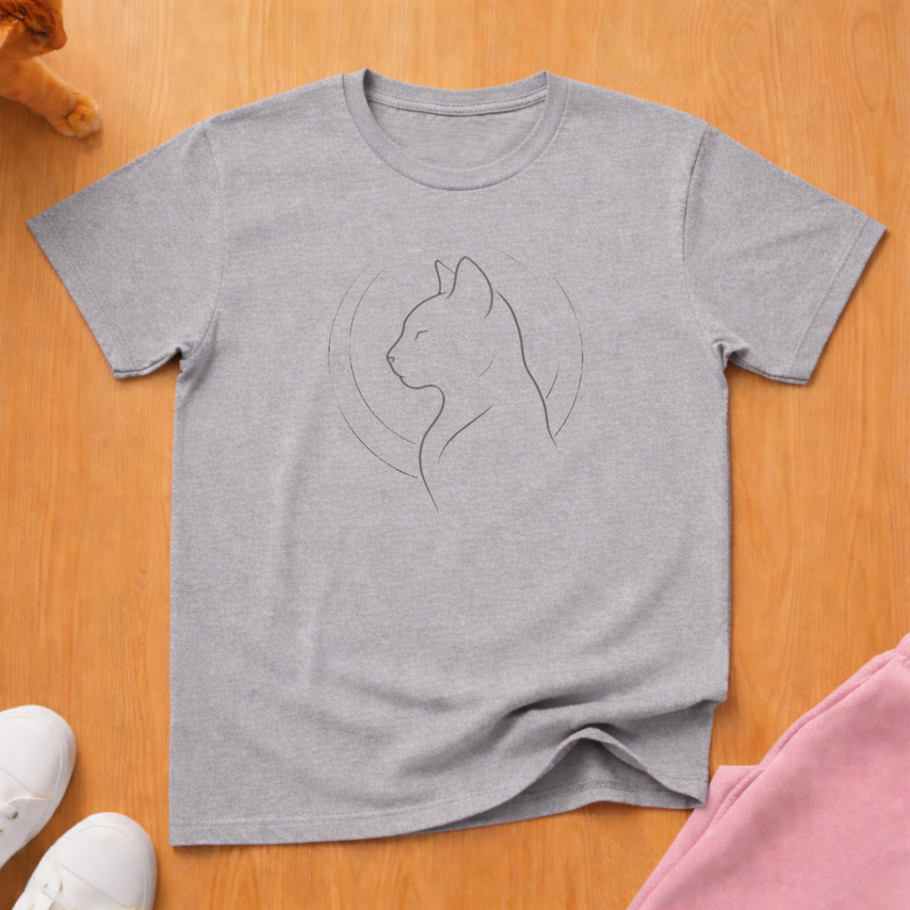 Cat line art T-shirt