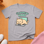 Working hard cat T-shirt
