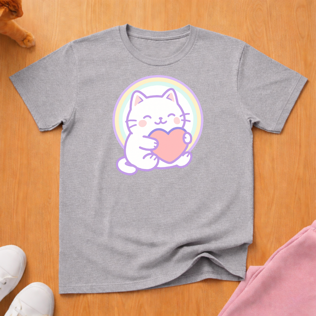Cute heart cat T-shirt
