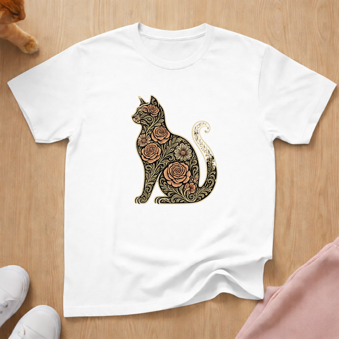 Floral silhouette 3 cat T-shirt