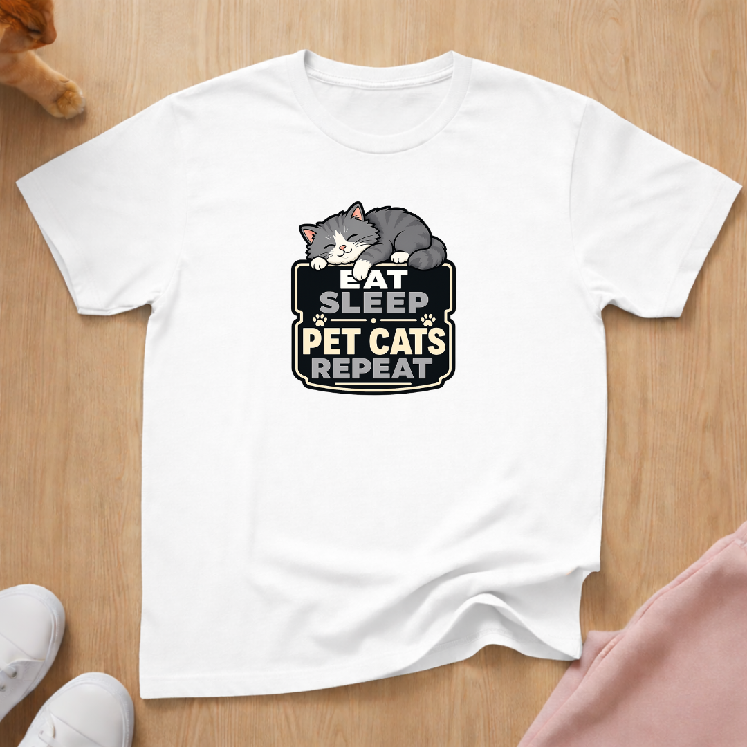 Eat sleep pet cats T-shirt