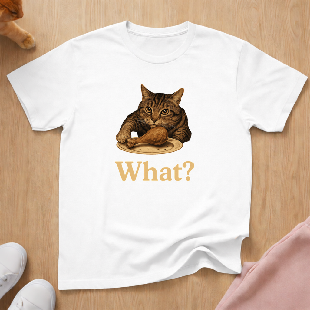 What? cat taking chicken T-shirt