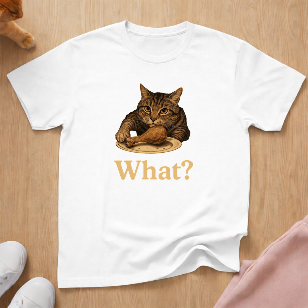 What? cat taking chicken T-shirt