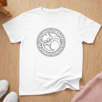 Curled cat line art cat T-shirt