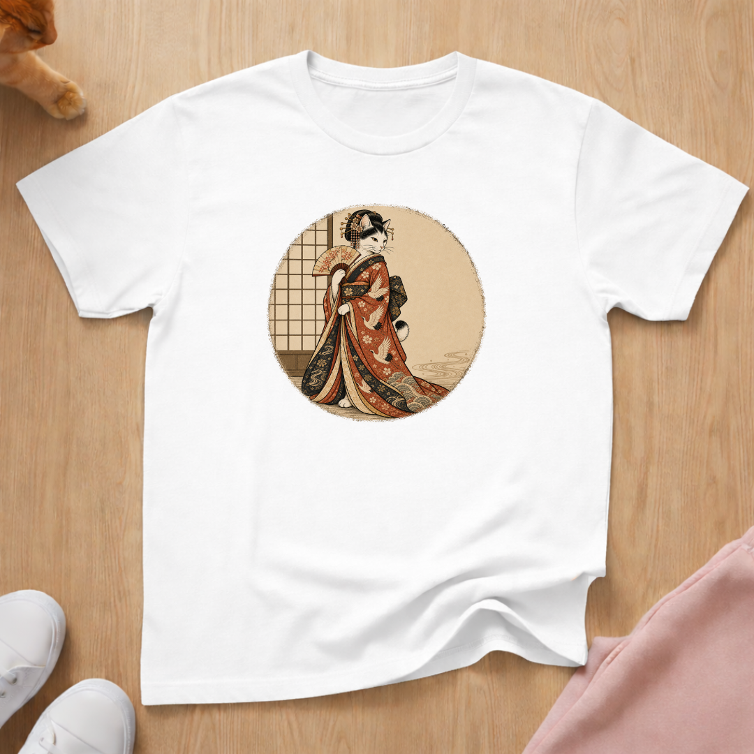 Geisha cat fan T-shirt