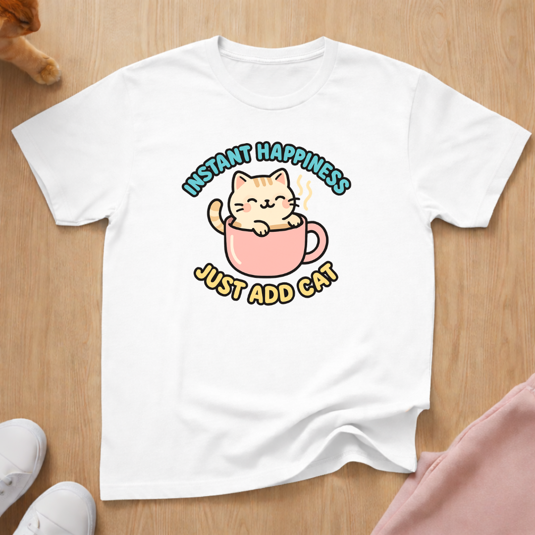 Instant happiness cat T-shirt