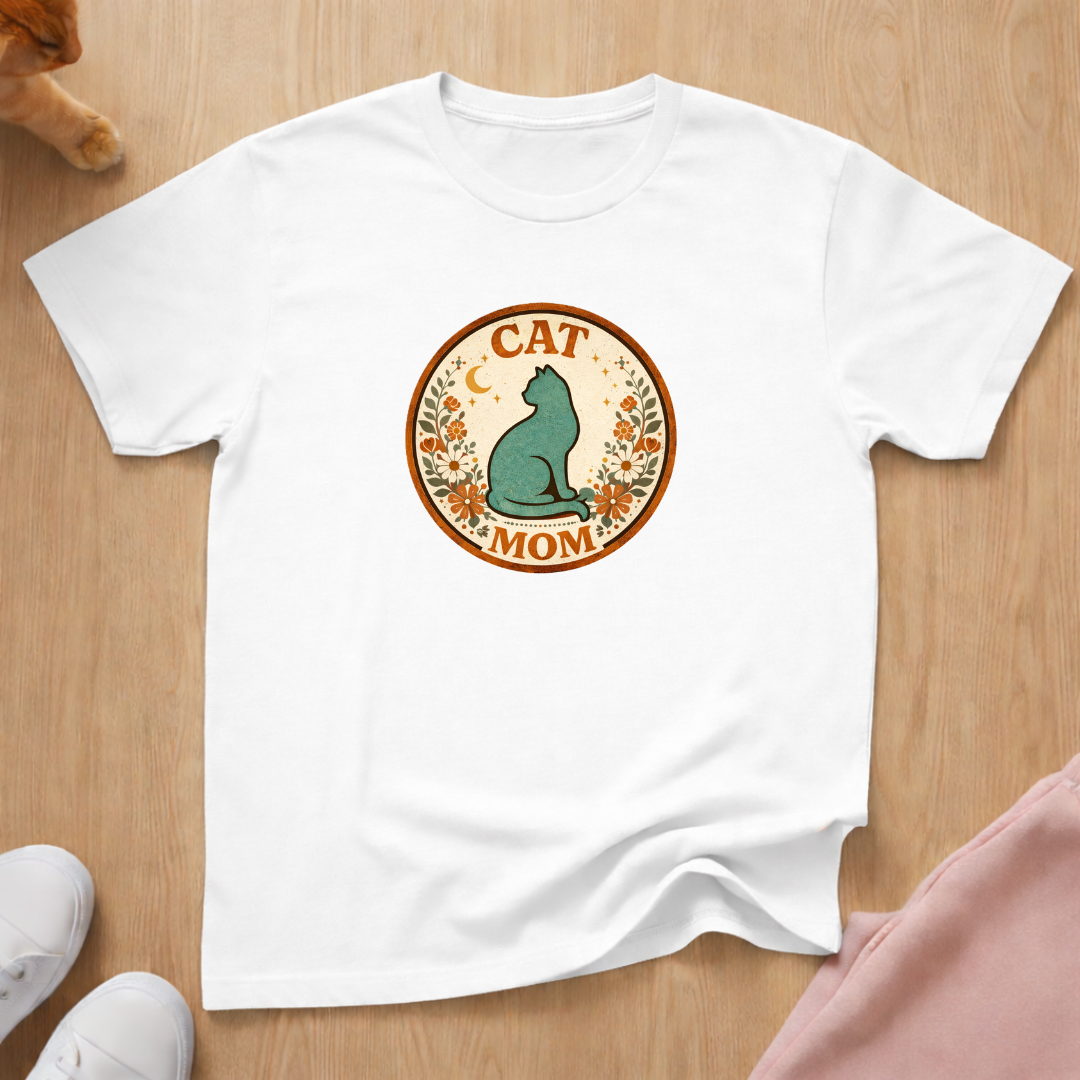 Boho cat mom T-shirt