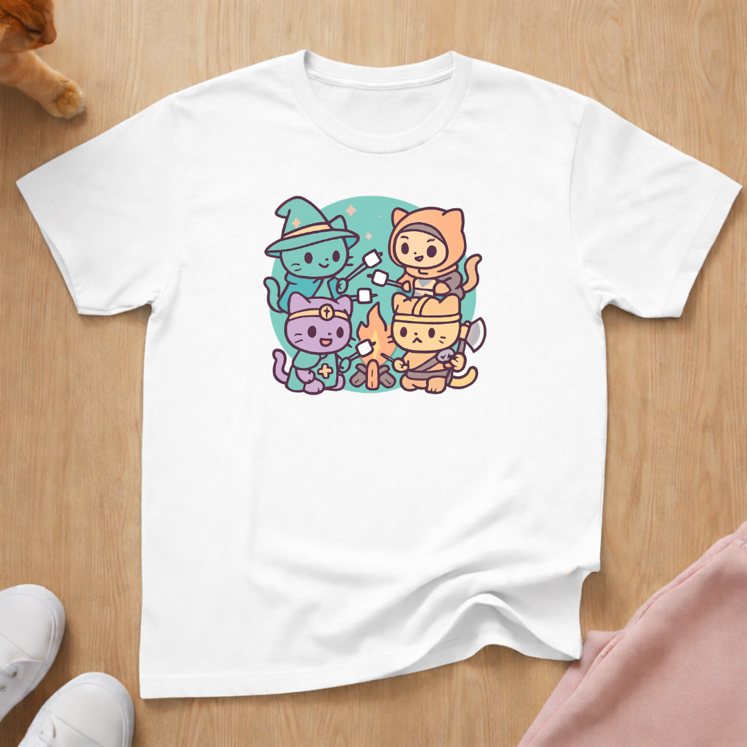 Cute DnD party cat T-shirt