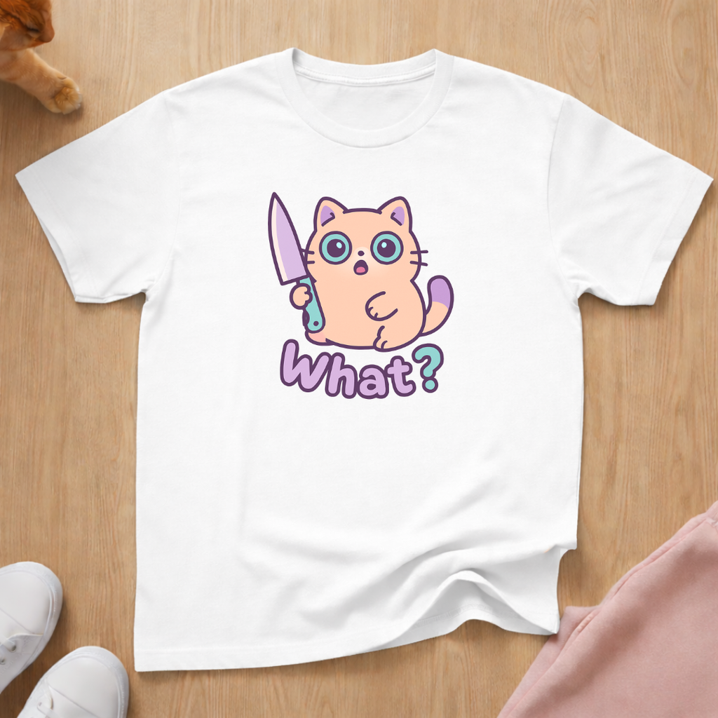 Cute What? knife cat T-shirt