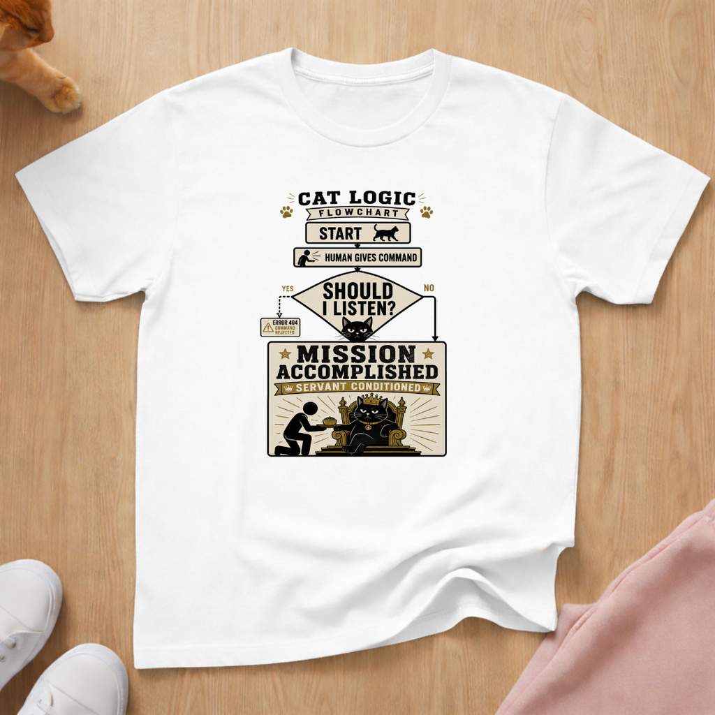 Cat logic flowchart T-shirt