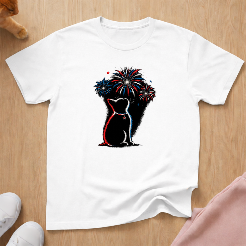 Fireworks kitten T-shirt