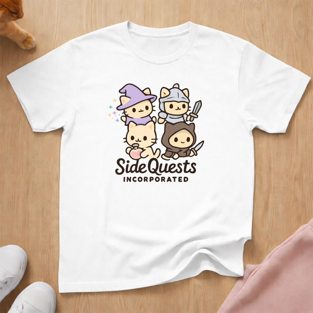 Cute Side Quests cat T-shirt