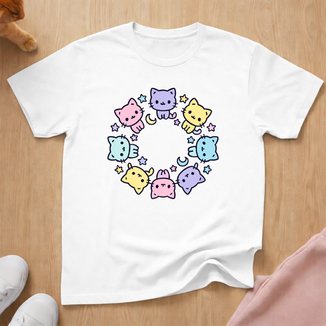 Cute cat circle cat T-shirt