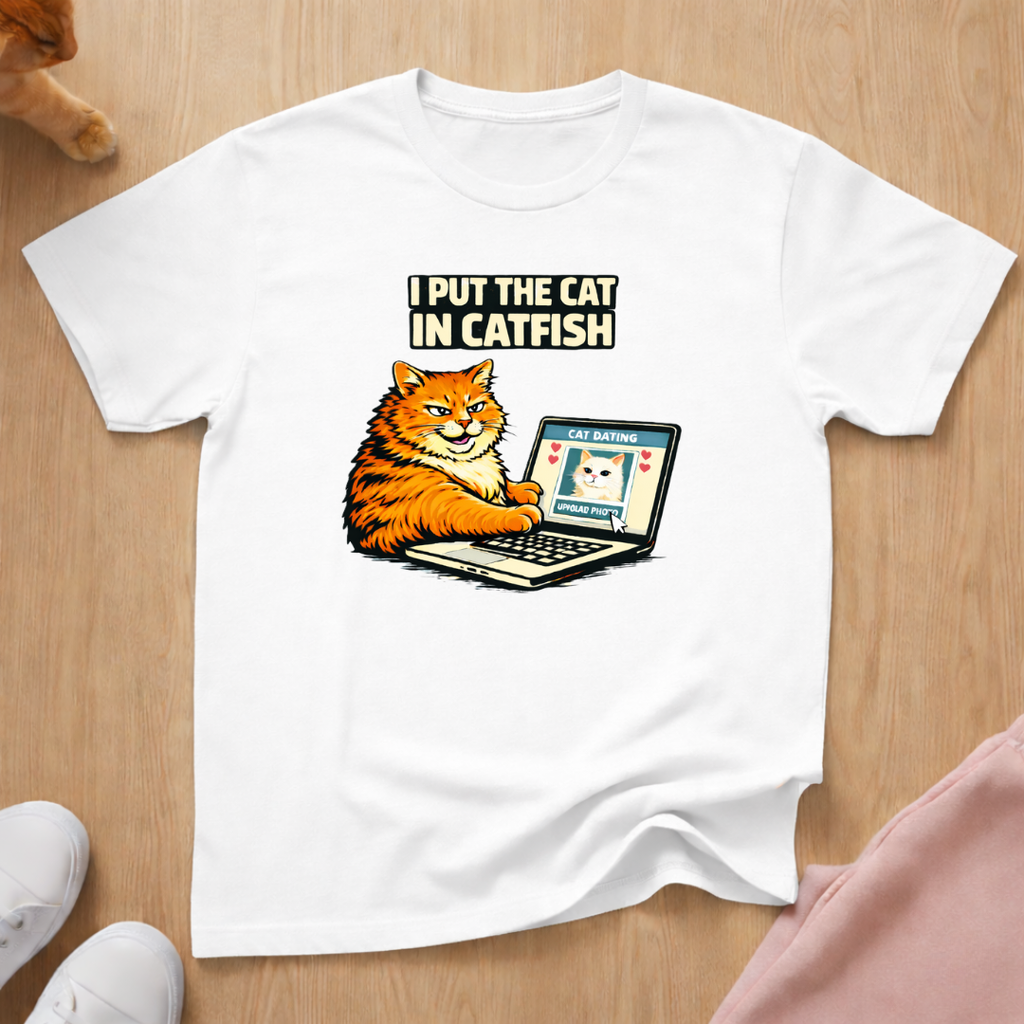 Cat in catfish T-shirt
