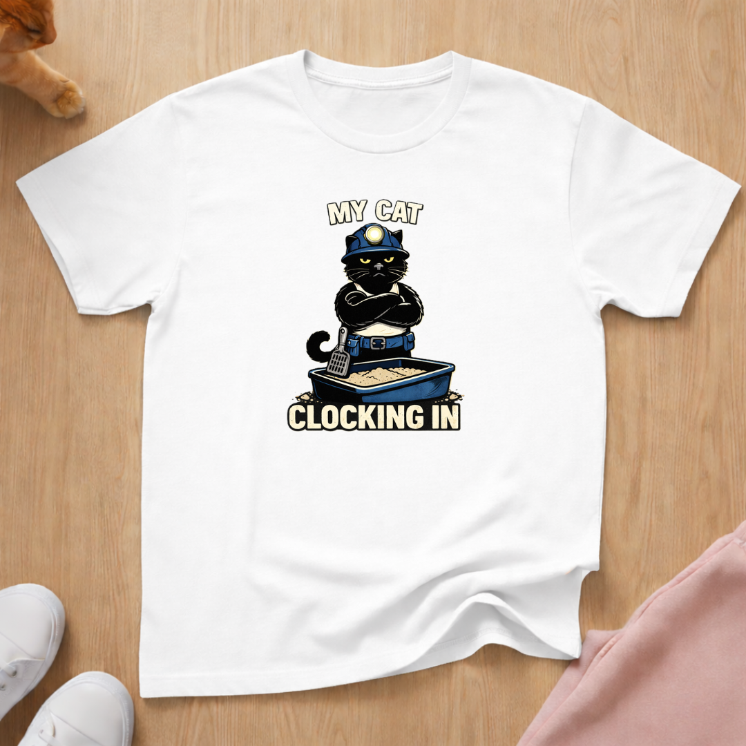 My cat clocking in T-shirt