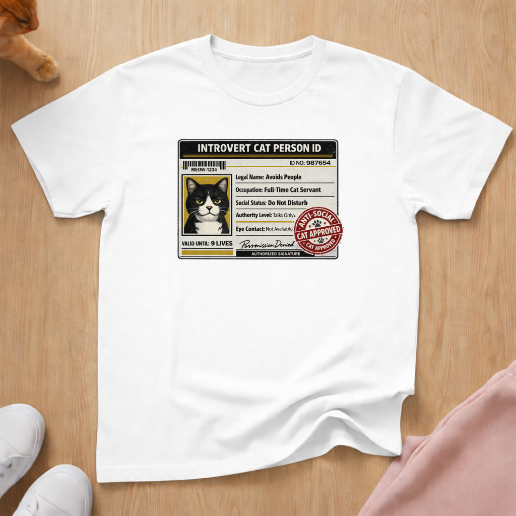 Introvert cat person ID T-shirt