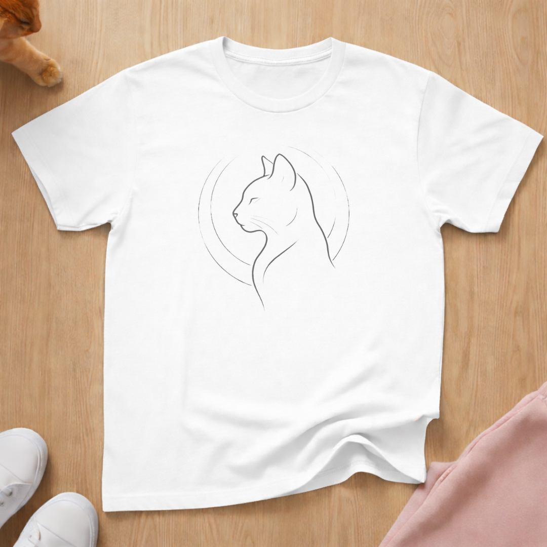Cat line art T-shirt
